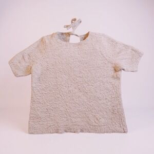 LOFT Soft Fuzzy Blush Pink Short Slv Sweater Petite L  Cottagecore Preppy‎ Boho